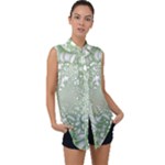 Green Abstract Fractal Background Texture Sleeveless Chiffon Button Shirt