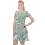 Green Abstract Fractal Background Texture Cap Sleeve Velour Dress 