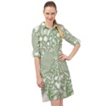 Green Abstract Fractal Background Texture Long Sleeve Mini Shirt Dress