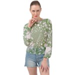 Green Abstract Fractal Background Texture Banded Bottom Chiffon Top