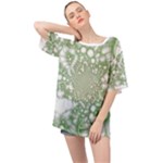 Green Abstract Fractal Background Texture Oversized Chiffon Top