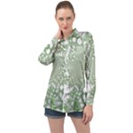 Green Abstract Fractal Background Texture Long Sleeve Satin Shirt