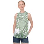 Green Abstract Fractal Background Texture High Neck Satin Top