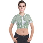 Green Abstract Fractal Background Texture Short Sleeve Cropped Jacket