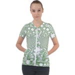 Green Abstract Fractal Background Texture Short Sleeve Zip Up Jacket