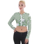 Green Abstract Fractal Background Texture Long Sleeve Cropped Velvet Jacket