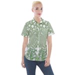 Green Abstract Fractal Background Texture Women s Short Sleeve Pocket Shirt