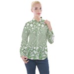 Green Abstract Fractal Background Texture Women s Long Sleeve Pocket Shirt