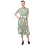 Green Abstract Fractal Background Texture Keyhole Neckline Chiffon Dress