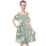 Green Abstract Fractal Background Texture Kids  Cut Out Shoulders Chiffon Dress