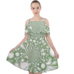 Green Abstract Fractal Background Texture Cut Out Shoulders Chiffon Dress