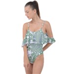 Green Abstract Fractal Background Texture Drape Piece Swimsuit