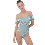 Green Abstract Fractal Background Texture Frill Detail One Piece Swimsuit