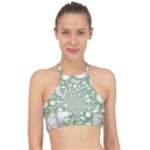 Green Abstract Fractal Background Texture Racer Front Bikini Top