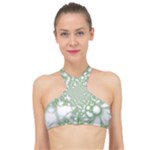 Green Abstract Fractal Background Texture High Neck Bikini Top