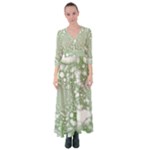 Green Abstract Fractal Background Texture Button Up Maxi Dress