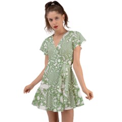 Flutter Sleeve Wrap Dress 