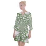 Green Abstract Fractal Background Texture Open Neck Shift Dress