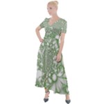 Green Abstract Fractal Background Texture Button Up Short Sleeve Maxi Dress