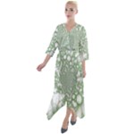 Green Abstract Fractal Background Texture Quarter Sleeve Wrap Front Maxi Dress