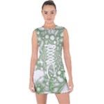 Green Abstract Fractal Background Texture Lace Up Front Bodycon Dress