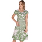 Green Abstract Fractal Background Texture Classic Short Sleeve Dress