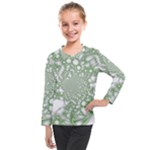 Green Abstract Fractal Background Texture Kids  Long Mesh Tee