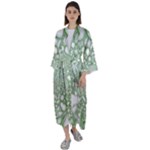 Green Abstract Fractal Background Texture Maxi Satin Kimono