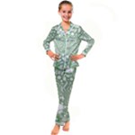 Green Abstract Fractal Background Texture Kid s Satin Long Sleeve Pajamas Set