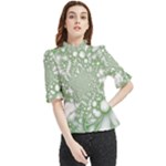 Green Abstract Fractal Background Texture Frill Neck Blouse