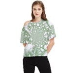 Green Abstract Fractal Background Texture One Shoulder Cut Out Tee