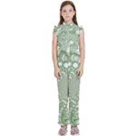 Green Abstract Fractal Background Texture Kids  Sleeveless Ruffle Edge Band Collar Chiffon One Piece
