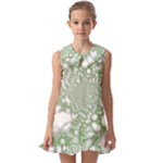 Green Abstract Fractal Background Texture Kids  Pilgrim Collar Ruffle Hem Dress