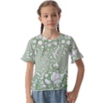 Green Abstract Fractal Background Texture Kids  Cuff Sleeve Scrunch Bottom Tee