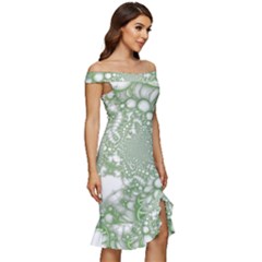 Off Shoulder Ruffle Split Hem Bodycon Dress 
