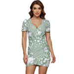 Green Abstract Fractal Background Texture Low Cut Cap Sleeve Mini Dress