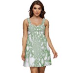 Green Abstract Fractal Background Texture Ruffle Strap Babydoll Chiffon Dress