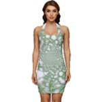 Green Abstract Fractal Background Texture Sleeveless Wide Square Neckline Ruched Bodycon Dress