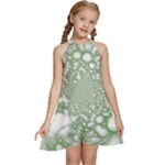 Green Abstract Fractal Background Texture Kids  Halter Collar Waist Tie Chiffon Dress