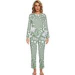 Green Abstract Fractal Background Texture Womens  Long Sleeve Lightweight Pajamas Set