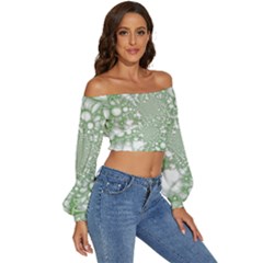 Long Sleeve Crinkled Weave Crop Top 