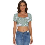 Green Abstract Fractal Background Texture Short Sleeve Square Neckline Crop Top 