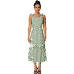 Green Abstract Fractal Background Texture Tie-Strap Tiered Midi Chiffon Dress