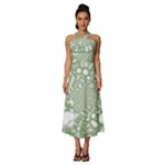 Green Abstract Fractal Background Texture Sleeveless Cross Front Cocktail Midi Chiffon Dress