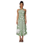 Green Abstract Fractal Background Texture Sleeveless Cross Front Cocktail Midi Chiffon Dress