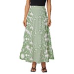 Green Abstract Fractal Background Texture Tiered Ruffle Maxi Skirt
