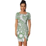 Green Abstract Fractal Background Texture Fitted Knot Split End Bodycon Dress