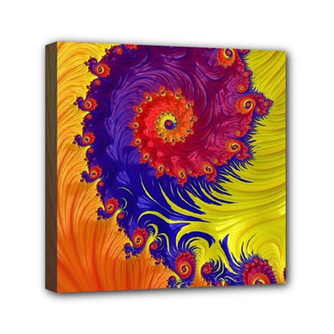 Fractal Spiral Bright Colors Mini Canvas 6  x 6  (Stretched) from ArtsNow.com