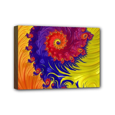 Fractal Spiral Bright Colors Mini Canvas 7  x 5  (Stretched) from ArtsNow.com
