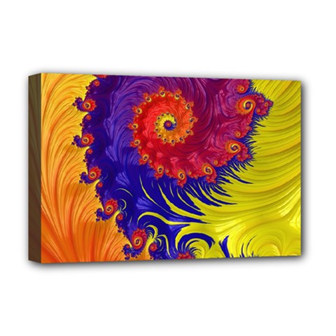 Fractal Spiral Bright Colors Deluxe Canvas 18  x 12  (Stretched) from ArtsNow.com